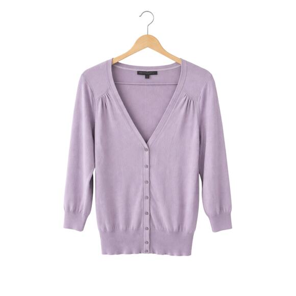 White House Black Market Lavender Cardigan EUC Size Large - Picture 2 of 3